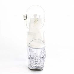 PLEASER Rapture-808 Clear Skull Finger Bone Goth Exotic Pole Dancer Club 8" Heel Heels