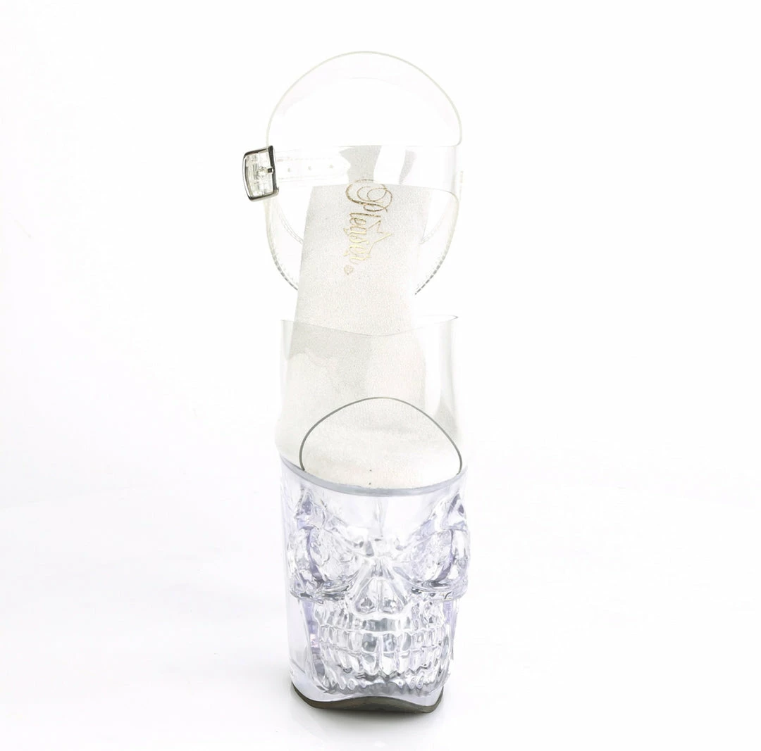 PLEASER Rapture-808 Clear Skull Finger Bone Goth Exotic Pole Dancer Club 8" Heel Heels
