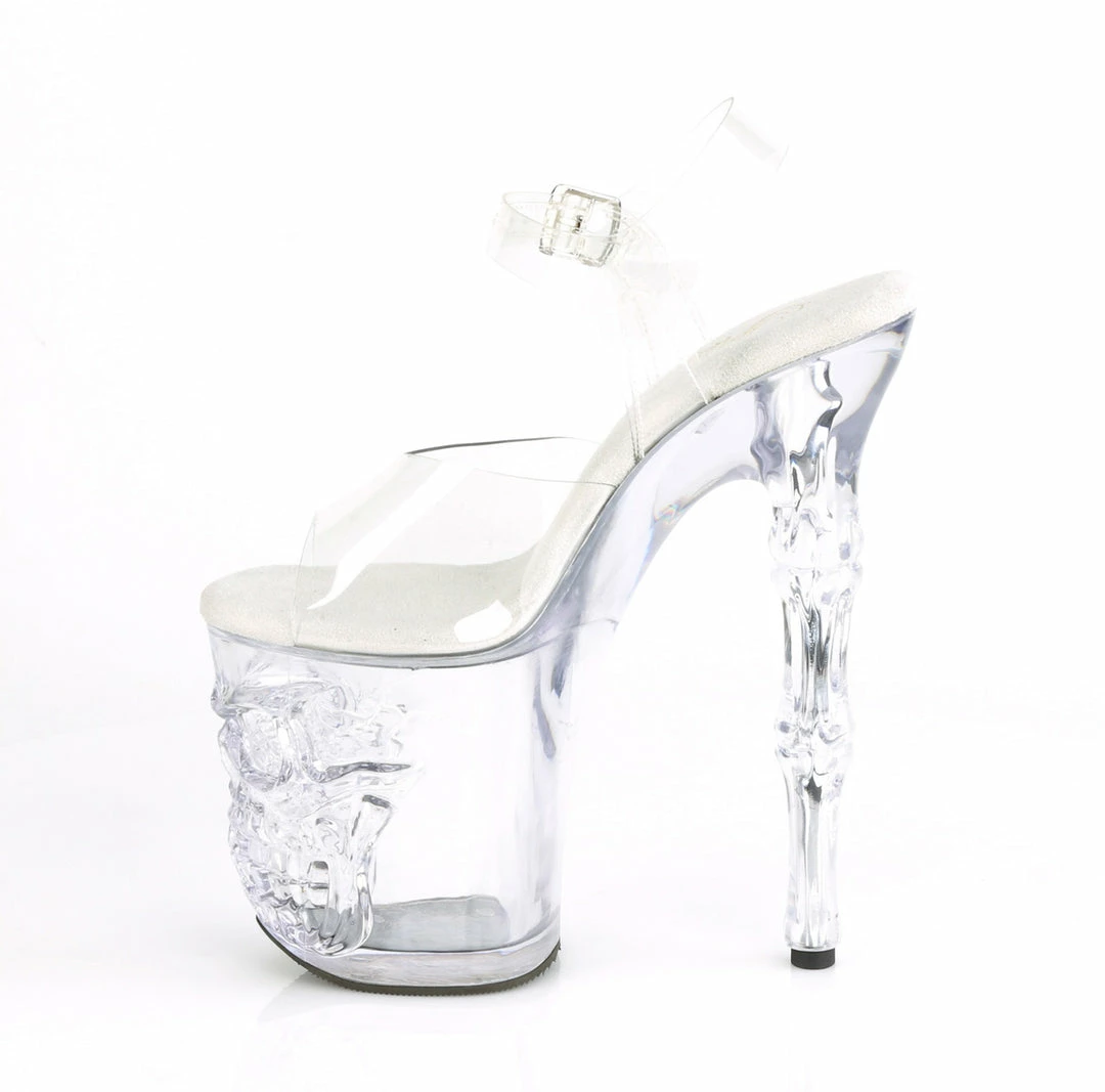 PLEASER Rapture-808 Clear Skull Finger Bone Goth Exotic Pole Dancer Club 8" Heel Heels