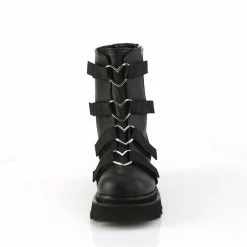 DEMONIA Renegade-50 Women's Black Goth Heart Rings Platform Boots