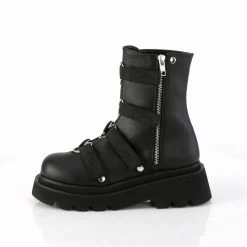 DEMONIA Renegade-50 Women's Black Goth Heart Rings Platform Boots