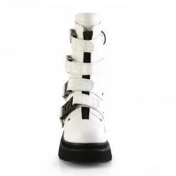 DEMONIA Renegade-55 Women's White Goth Quick Release Strap Platform Boots