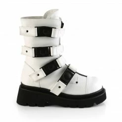 DEMONIA Renegade-55 Women's White Goth Quick Release Strap Platform Boots