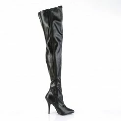 PLEASER Seduce-3000 Black PU Drag Cross Dresser Thigh Boots 5
