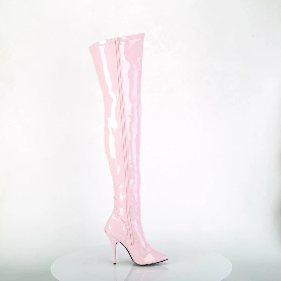 PLEASER Seduce-3000 Pink Drag Cross Dresser Thigh Boots 5" Heel Women's Sz 5-15