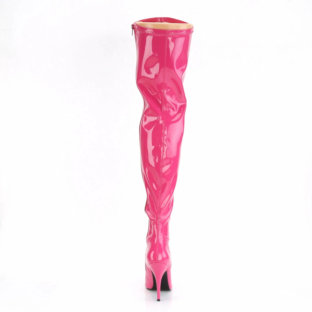 PLEASER Seduce-3000 Pink Drag Cross Dresser Thigh Boots 5" Heel Women's Sz 5-15