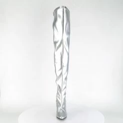 PLEASER Seduce-3000 Silver Drag Cross Dresser Thigh Boot 5" Heel Women's Sz 5-15