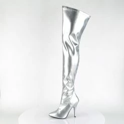PLEASER Seduce-3000 Silver Drag Cross Dresser Thigh Boot 5