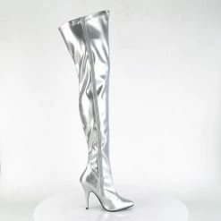 PLEASER Seduce-3000 Silver Drag Cross Dresser Thigh Boot 5