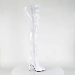 PLEASER Seduce-3000 White Drag Cross Dresser Thigh Boots 5