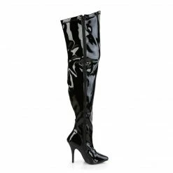 PLEASER Seduce-3000WC Black Patent WIDE WIDTH Large Size Drag Boots 5-15