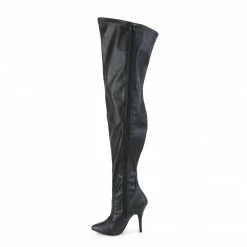 PLEASER Seduce-3000WC Black Faux Leather WIDE WIDTH Large Size Drag Boots 5-15