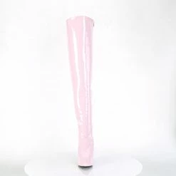 PLEASER Seduce-3010 Baby Pink Patent Dancer Thigh High Boots Stiletto Heels 5-15