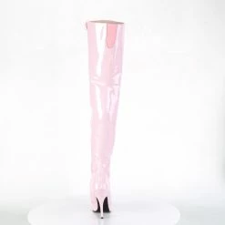 PLEASER Seduce-3010 Baby Pink Patent Dancer Thigh High Boots Stiletto Heels 5-15