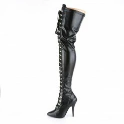 Boots PLEASER Seduce-3024 Black Faux Leather Heels Drag Cross Dresser Thigh Boot 5-15