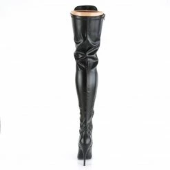 Boots PLEASER Seduce-3024 Black Faux Leather Heels Drag Cross Dresser Thigh Boot 5-15