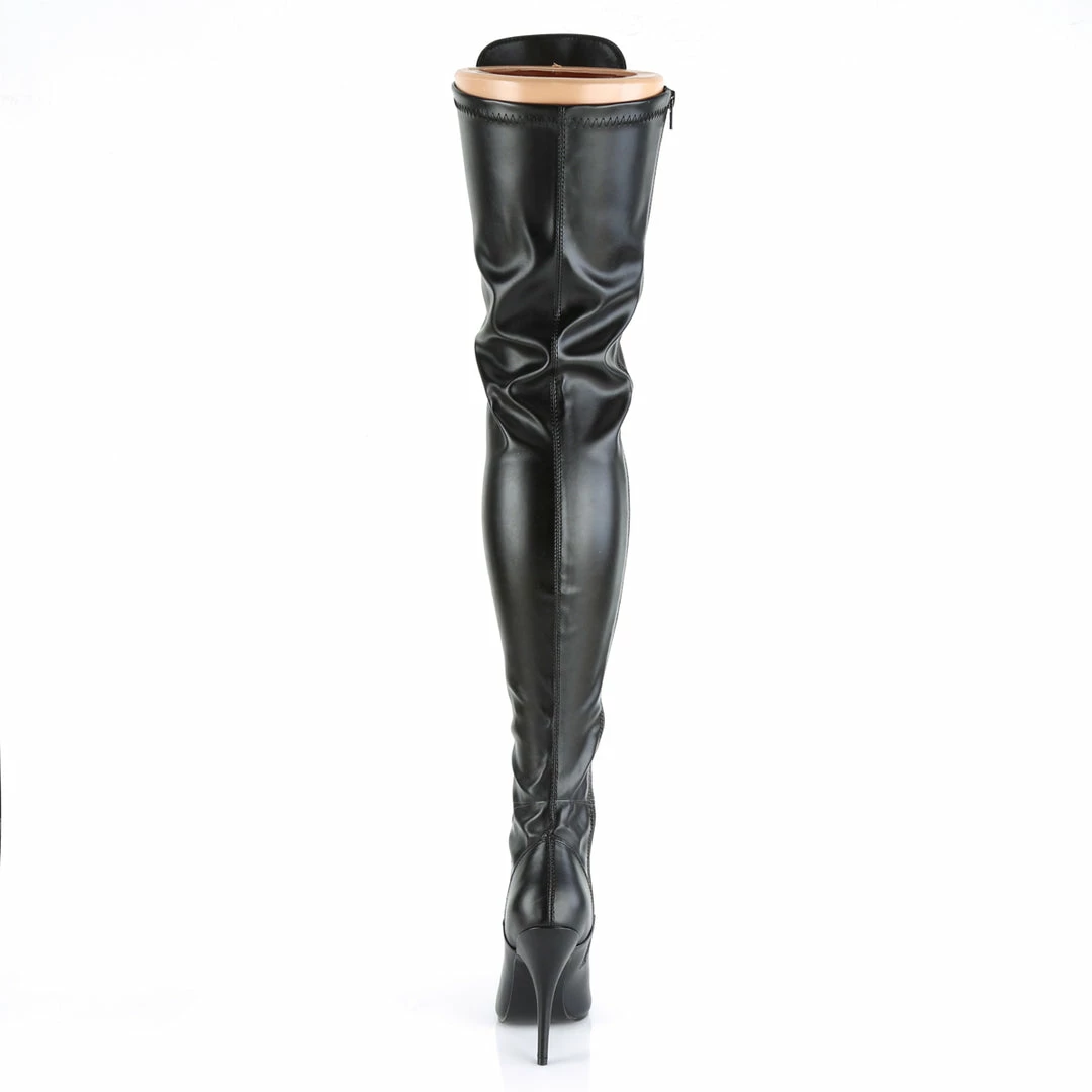 Boots PLEASER Seduce-3024 Black Faux Leather Heels Drag Cross Dresser Thigh Boot 5-15