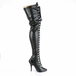 Boots PLEASER Seduce-3024 Black Faux Leather Heels Drag Cross Dresser Thigh Boot 5-15
