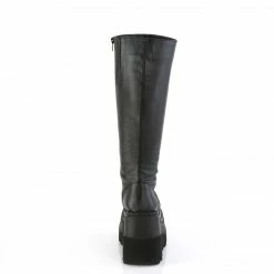 DEMONIA Shaker-100WC Black WIDE WIDTH CALF Goth Platforms Wedges Knee Boots
