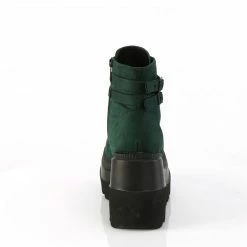 DEMONIA Shaker-52 Emerald Vegan Suede Goth Platform Wedge Ankle Calf Boots