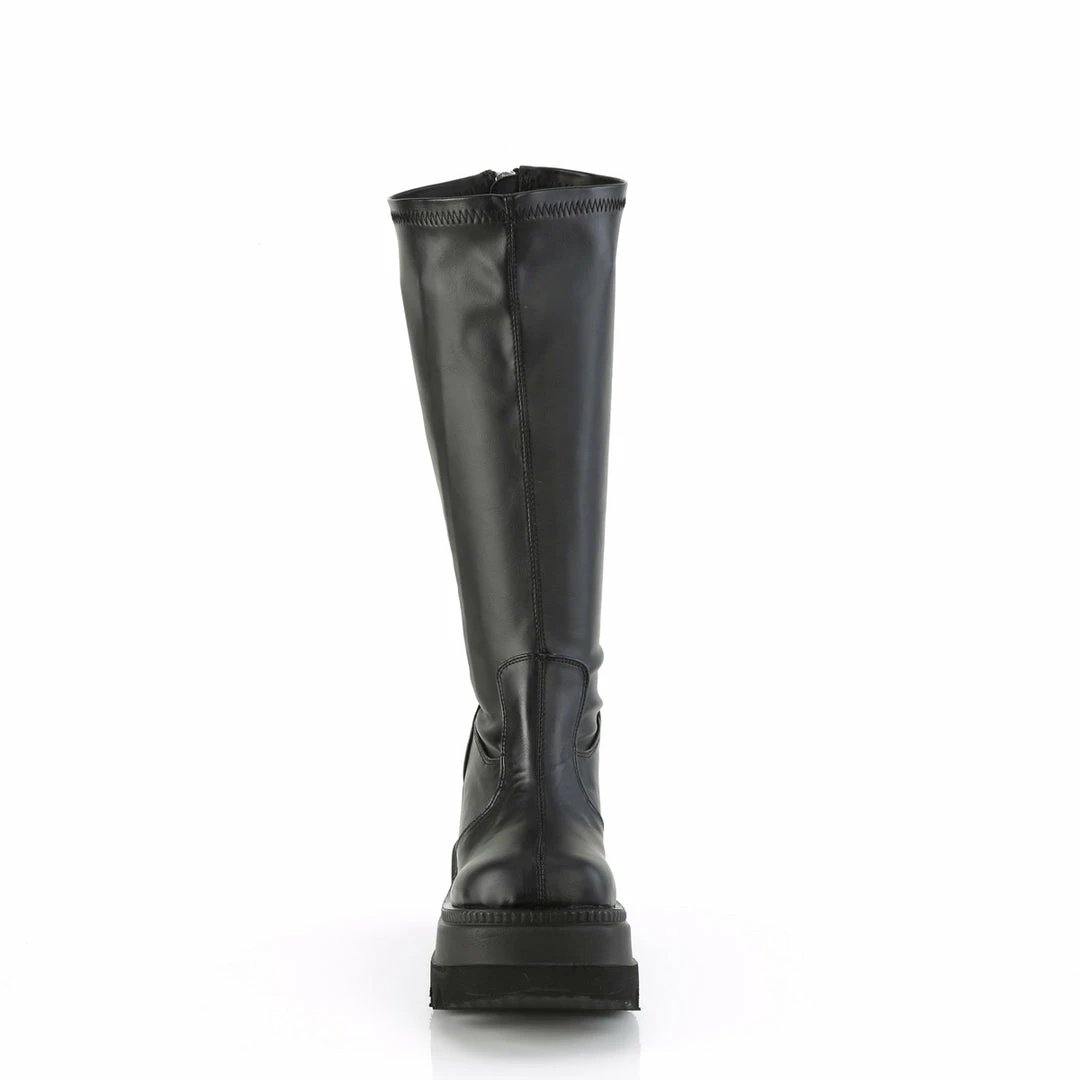 DEMONIA Shaker-65WC WIDE WIDTH Goth Wedge Platform Stretch Knee Boots