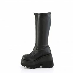 DEMONIA Shaker-65WC WIDE WIDTH Goth Wedge Platform Stretch Knee Boots