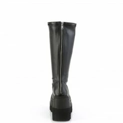 DEMONIA Shaker-65WC WIDE WIDTH Goth Wedge Platform Stretch Knee Boots