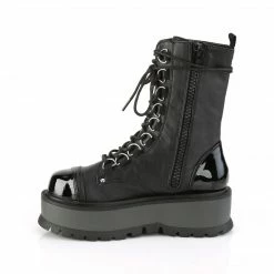 Boots DEMONIA Slacker-150 Women's Black Vegan Leather D-Ring Rocker Goth Platform Boot