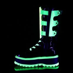 DEMONIA Slacker-156 Black UV Neon Green Chain Harness Goth Rave Festival Boots