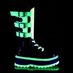 DEMONIA Slacker-156 Black UV Neon Green Chain Harness Goth Rave Festival Boots