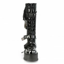 DEMONIA Slacker-260 Black Cargo Side Pocket Buckles Studs Goth Cyber 2" Boots