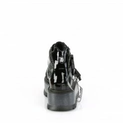 DEMONIA Slacker-50 Black Patent Glitter Goth Platform Ankle Boots Shoes