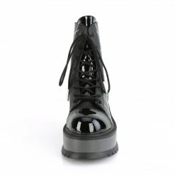 DEMONIA Slacker-88 Women's Black Embroidered Spider Web Goth Platform Ankle Boot