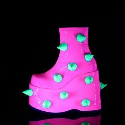 DEMONIA Slay-77 UV Neon Pink Green Puffed Horns Spikes 7