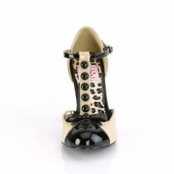 Bordello PINUP COUTURE Smitten-10 2 Tone Cream T-Strap D'Orsay Retro Burlesque Pumps Heel Heels