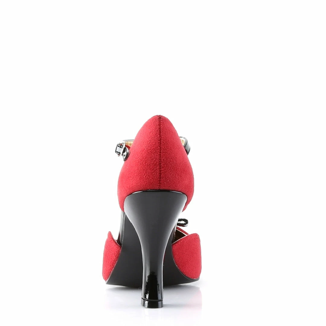 Bordello PINUP COUTURE Smitten-10 Suede Red T-Strap D'Orsay Retro Burlesque Pumps Heel