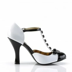 Bordello Heels PINUP COUTURE Smitten-10 2 Tone Patent T-Strap D'Orsay Retro Burlesque Pumps Heel