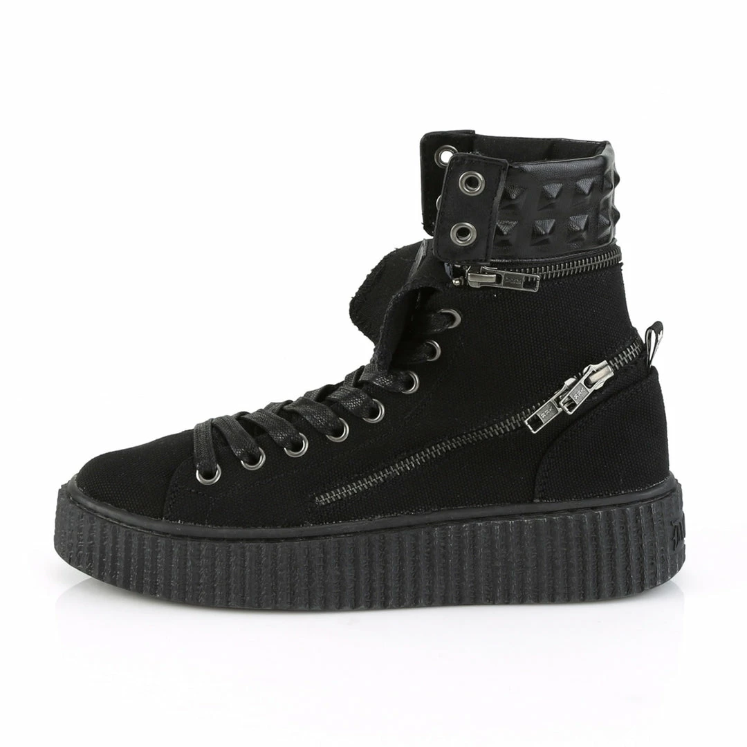 DEMONIA SNEEKER-270 Men's / Unisex Black Canvas Goth 1.5" Platform Sneaker Shoes