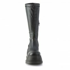 DEMONIA Stomp-200 Women's Black Vegan Leather Goth Wedge Platform Knee Boots