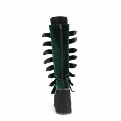 DEMONIA Swing-815 Emerald Velvet Goth Cyber Metal Plate Buckle Platform Boots