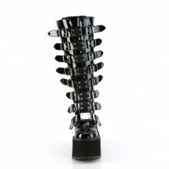 DEMONIA Swing-815WC WIDE CALF Patent Goth Cyber 5.5" Platform Knee Boots