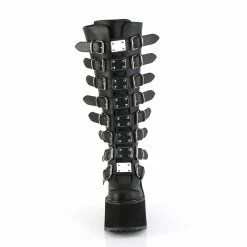 DEMONIA Swing-815WC WIDE CALF Faux Leather Goth Cyber 5.5" Platform Knee Boots