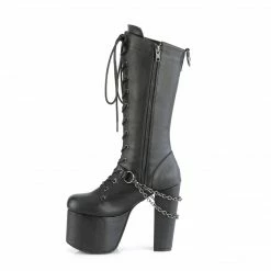 DEMONIA Torment-170 Black Chains Cat Moon Charms Goth Platform Knee Boots