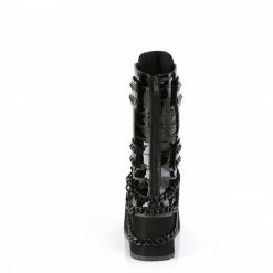 DEMONIA Trashville-138 Mens Black Patent Unisex Chain Studs Goth Boots Mens/Unisex