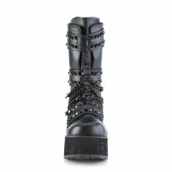 DEMONIA Trashville-138 Mens Black Vegan Leather Unisex Chain Studs Goth Boots