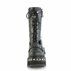 DEMONIA Trashville-250 Mens Unisex Wrap Around Straps Buckles Goth Knee Boots