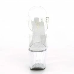 PLEASER Unicorn-708 Clear Ankle Strap Stripper Pole Dancer Platforms 7" Heels