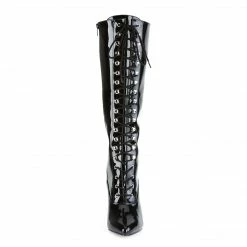 PLEASER Vanity-2020 Patent Lace Up Knee Boots 4" Heel Drag Crosser Women's 5-15