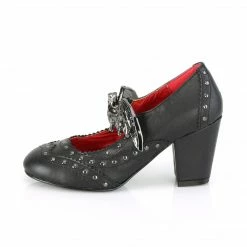 A Shoe Addiction DEMONIA Vivika-32 Black Goth Bat Buckle Studs Wingtip Cuban Block 3