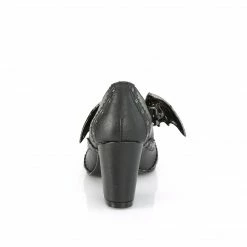 A Shoe Addiction DEMONIA Vivika-32 Black Goth Bat Buckle Studs Wingtip Cuban Block 3